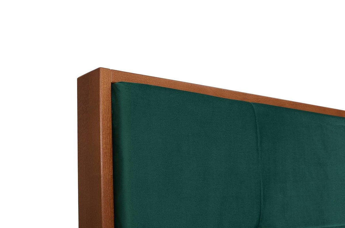 FRIDA Beech Bed with Upholstered Headboard