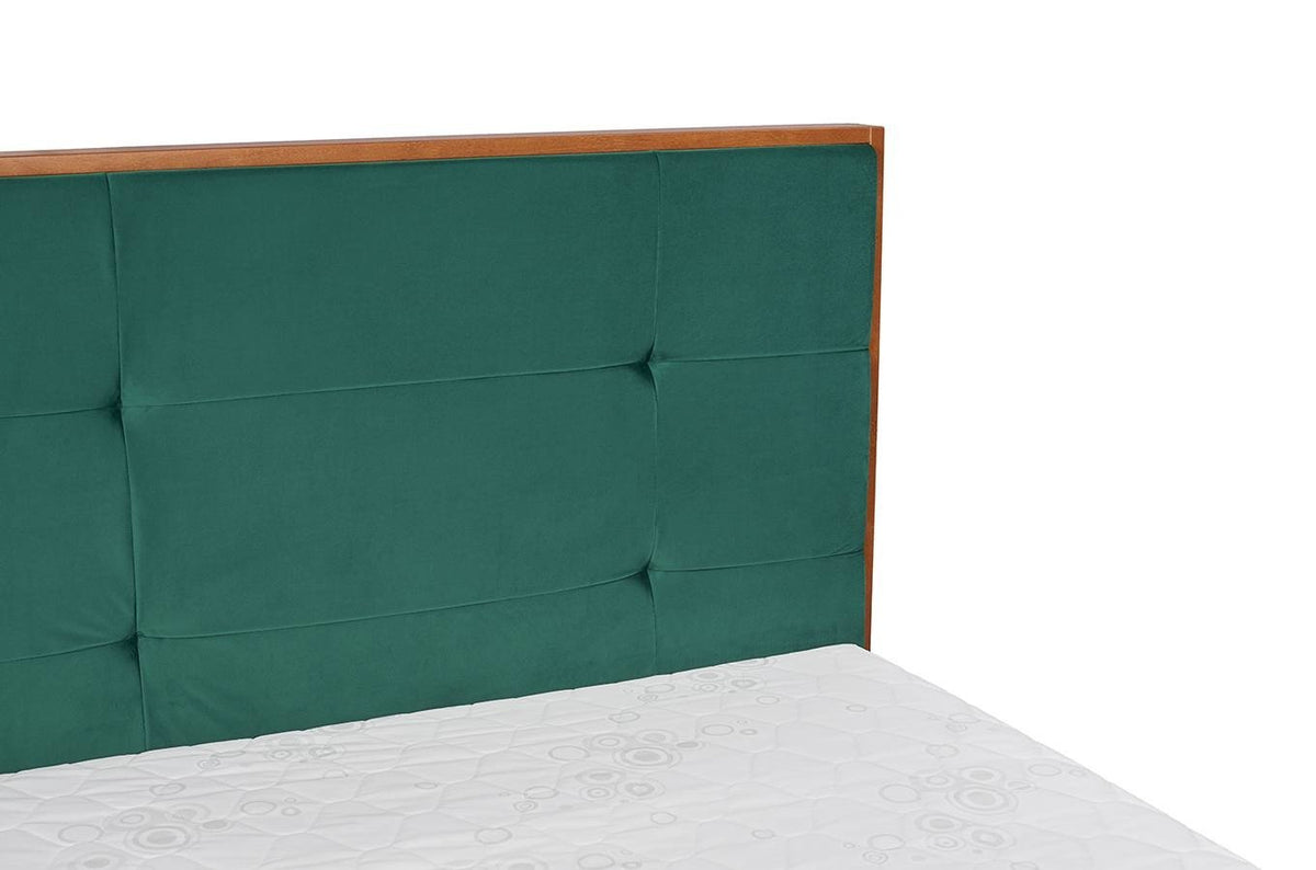 FRIDA Beech Bed with Upholstered Headboard