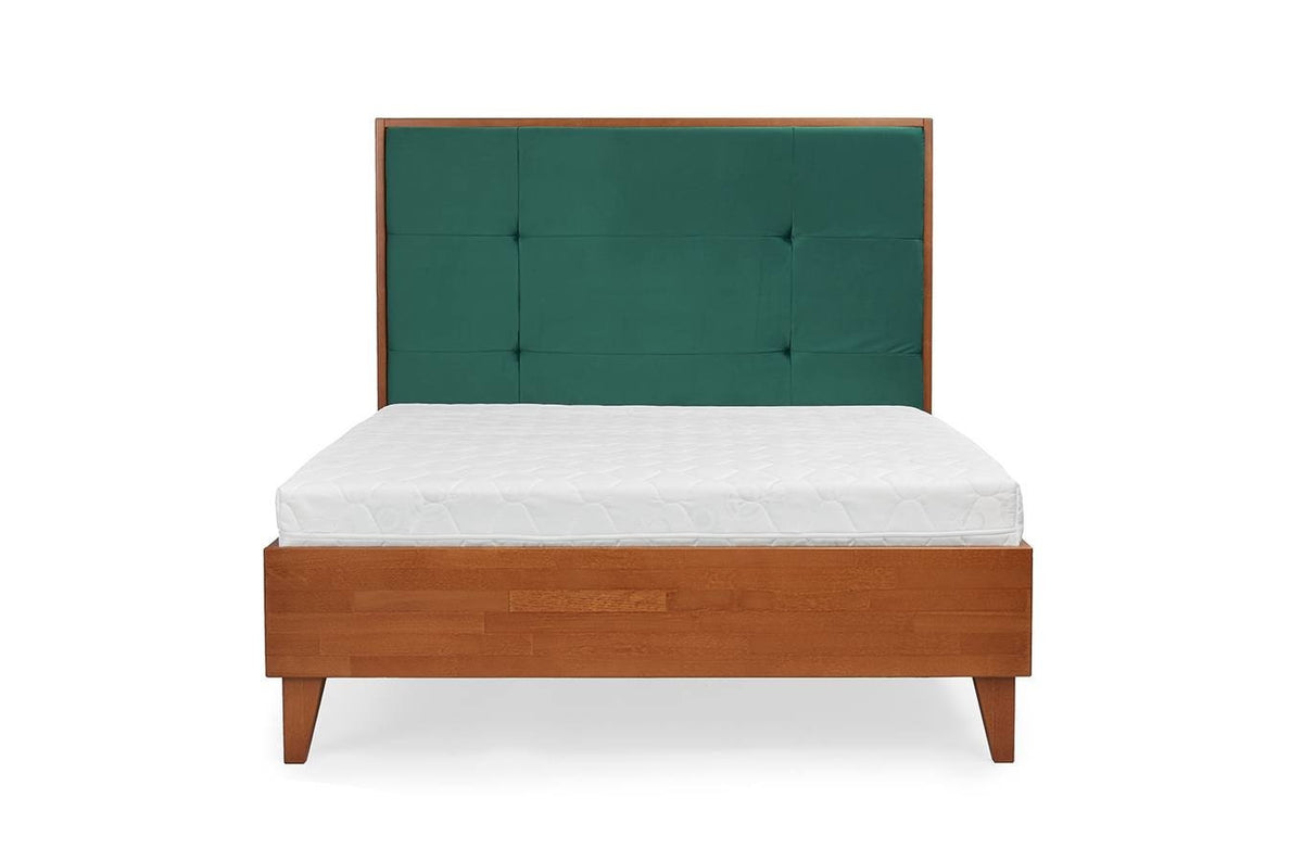 FRIDA Beech Bed with Upholstered Headboard