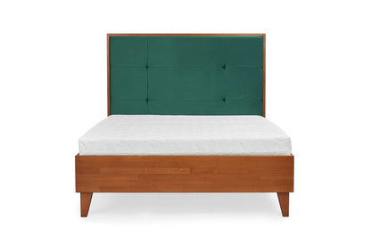FRIDA Beech Bed with Upholstered Headboard