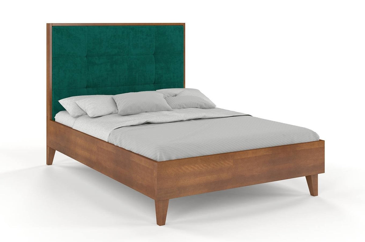 FRIDA Beech Bed with Upholstered Headboard