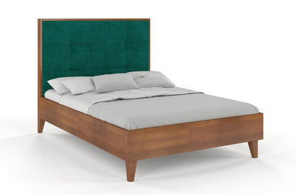 FRIDA Beech Bed with Upholstered Headboard
