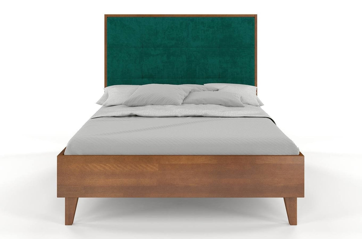 FRIDA Beech Bed with Upholstered Headboard