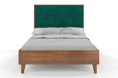 FRIDA Beech Bed with Upholstered Headboard