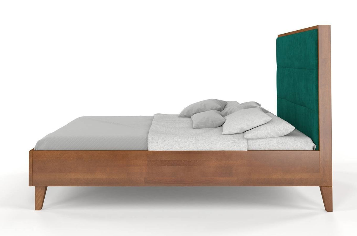 FRIDA Beech Bed with Upholstered Headboard
