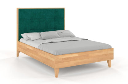 FRIDA Beech Bed with Upholstered Headboard