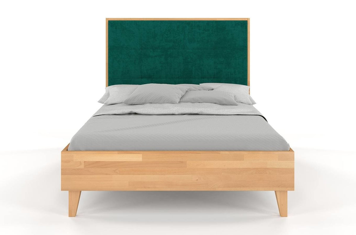 FRIDA Beech Bed with Upholstered Headboard