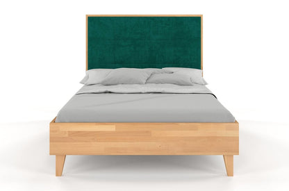 FRIDA Beech Bed with Upholstered Headboard