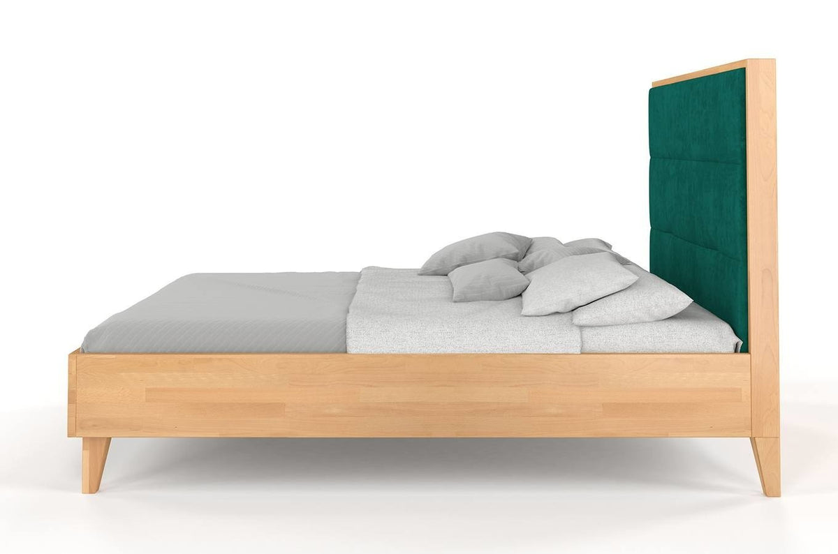 FRIDA Beech Bed with Upholstered Headboard