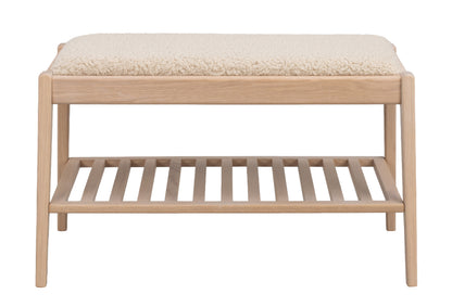 Garrick Bench with Shelf – Whitewash Oak / Beige