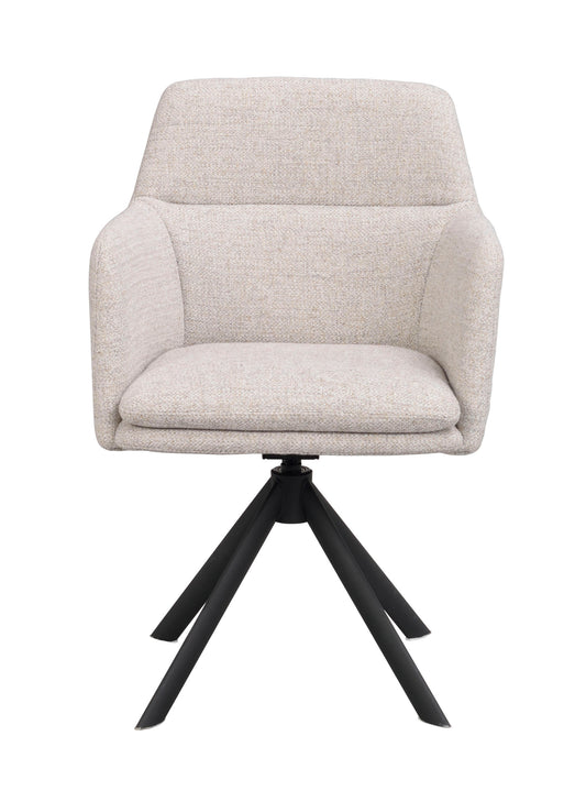 GLADSTONE Set of Armchairs, Swivel & Swing – Light beige & Black / Set of 2 Armchairs