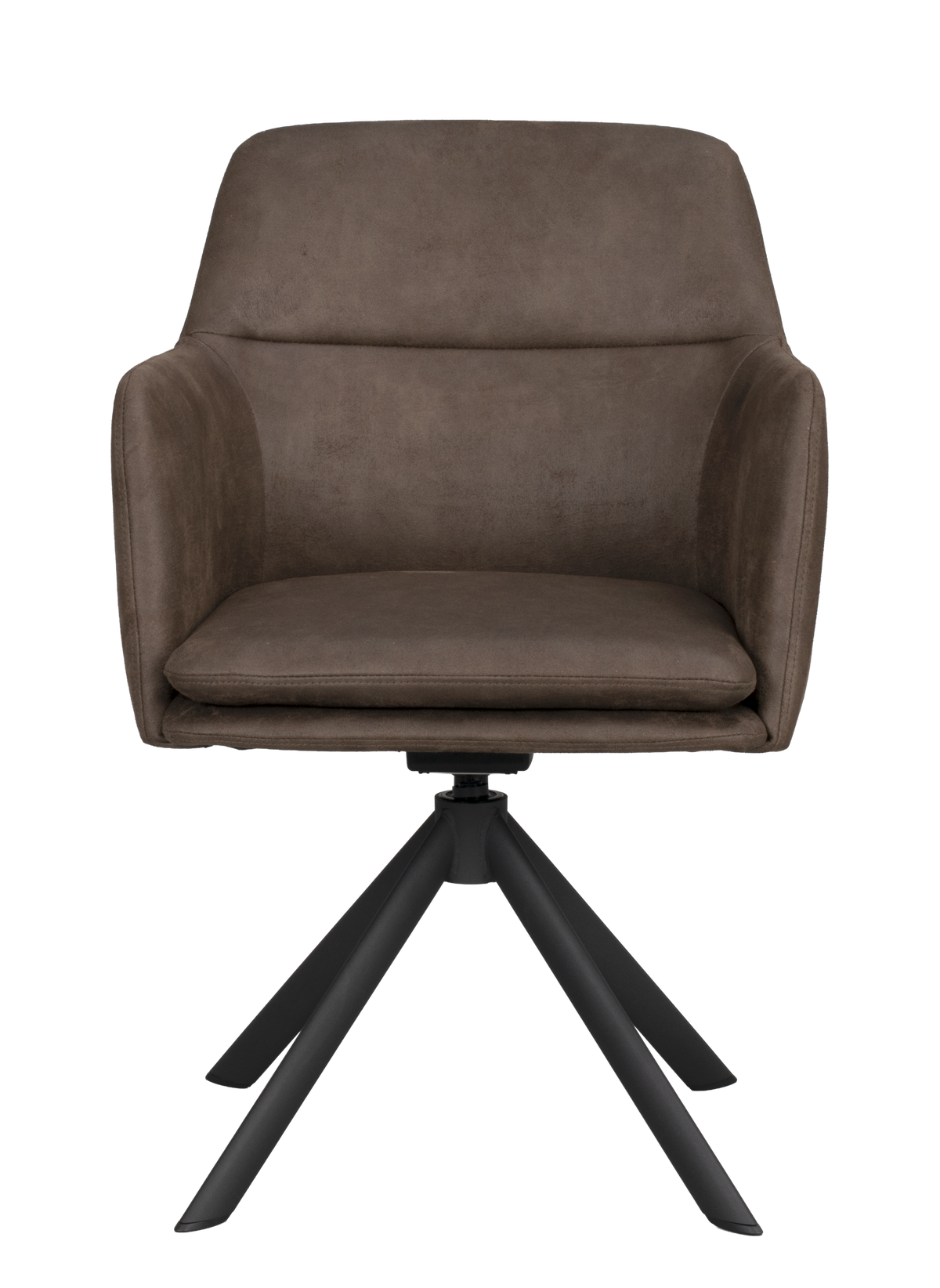 Gladstone Swivel Dining Armchair (Set of 2) – Dark Brown Leather-Textile