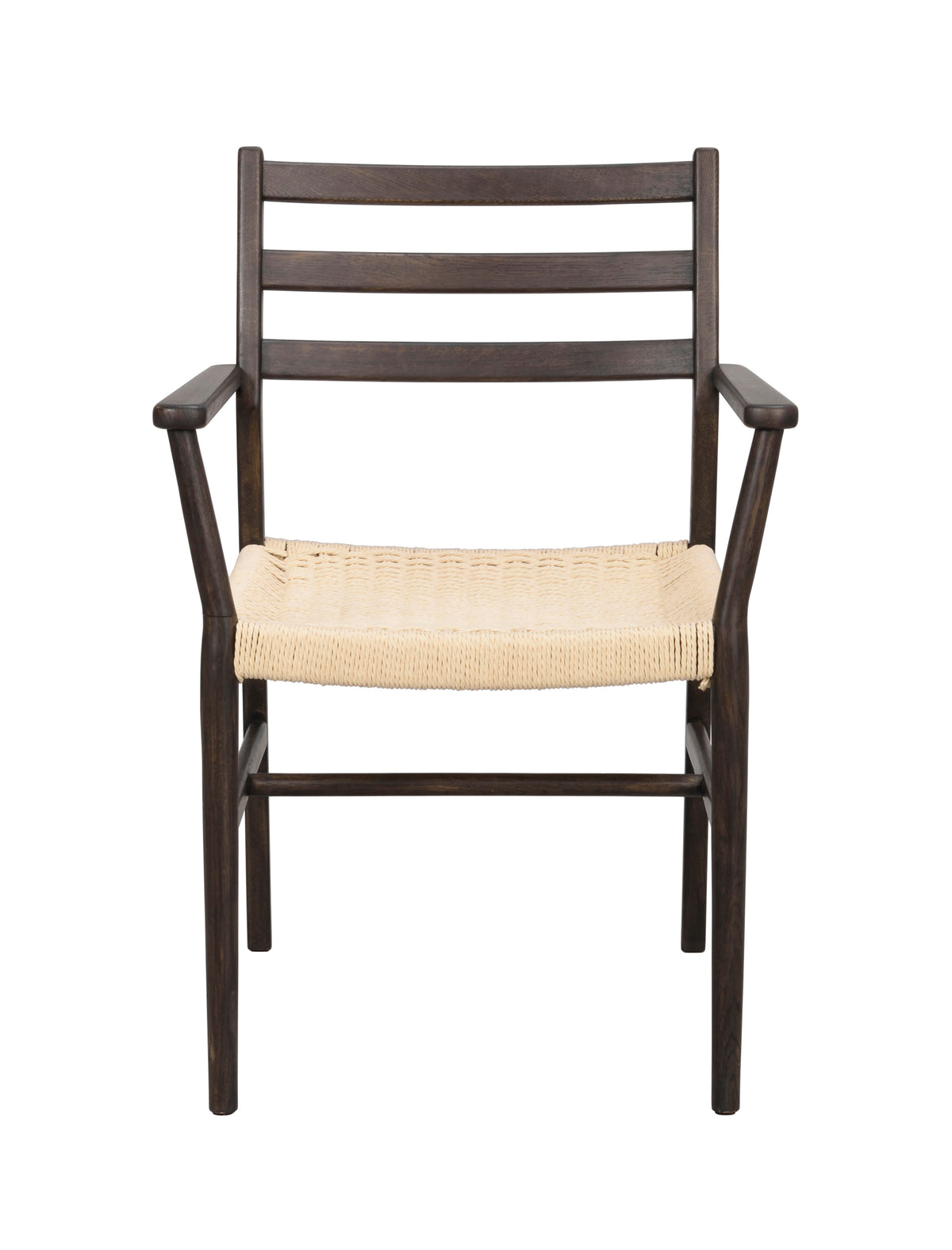 Harlan Dining Armchair with Woven Seat – Brown Oak
