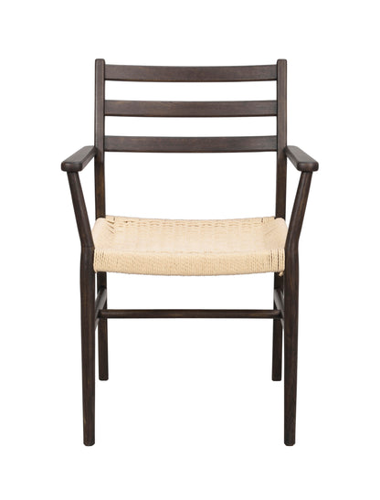Harlan Dining Armchair with Woven Seat – Brown Oak