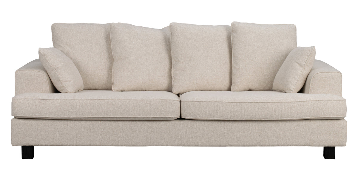 Hartsville 3-Seater Sofa – Light Beige / Black Oak