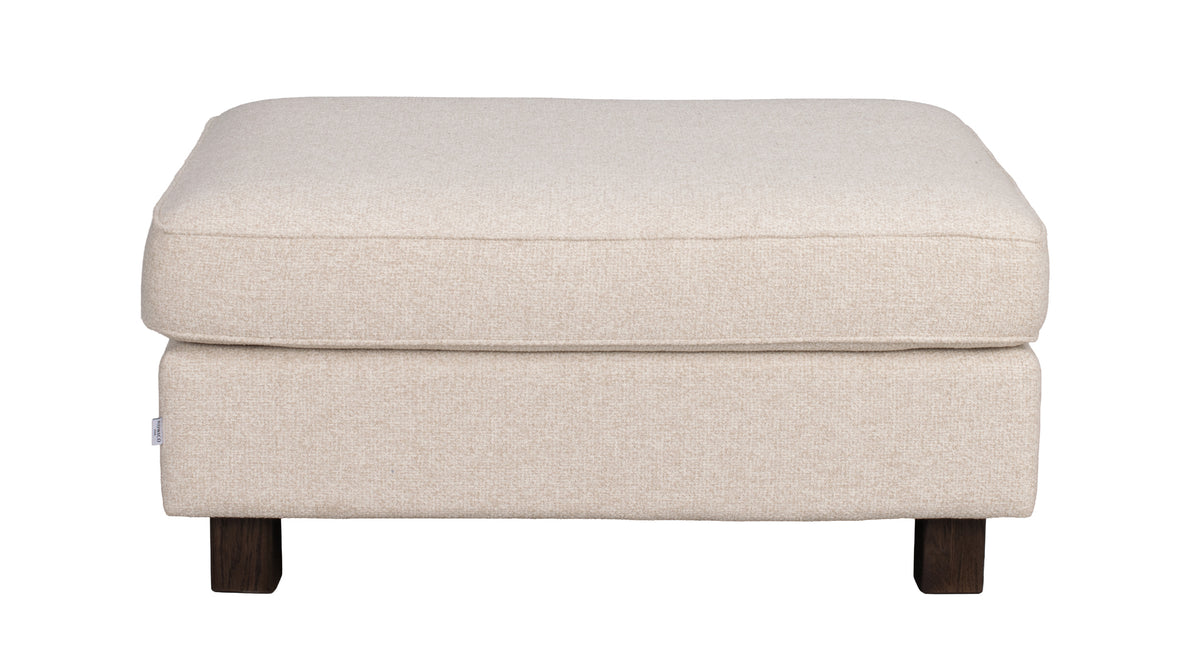 Hartsville Footstool – Light Beige / Brown Oak