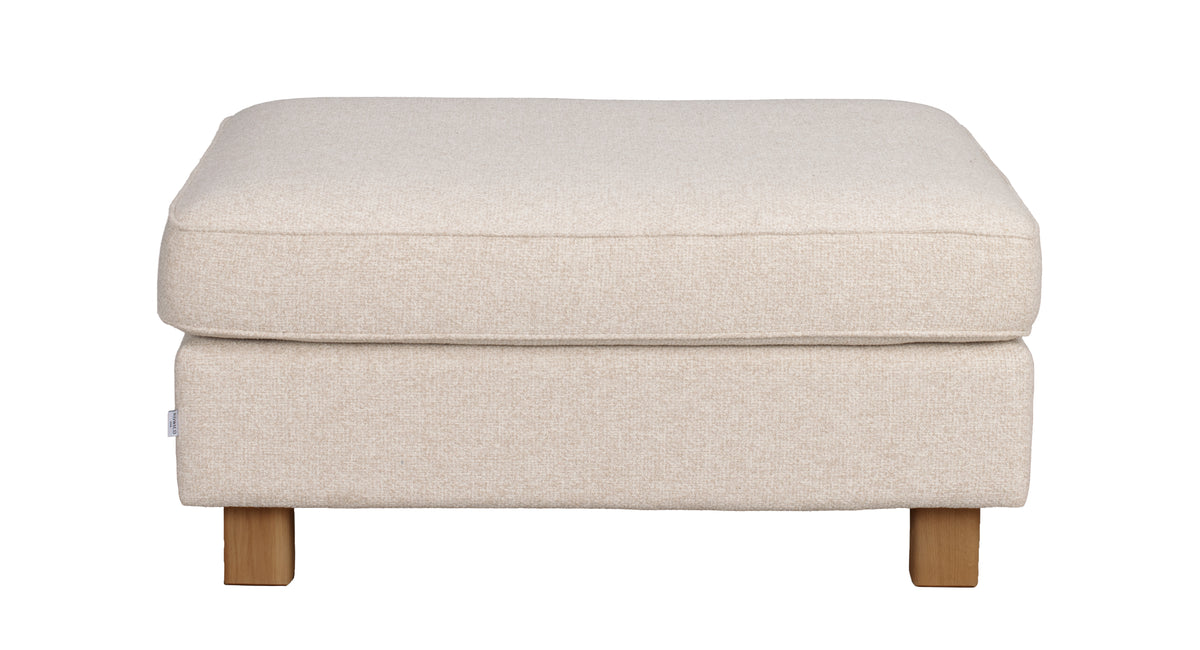 Hartsville Footstool – Light Beige / Oak