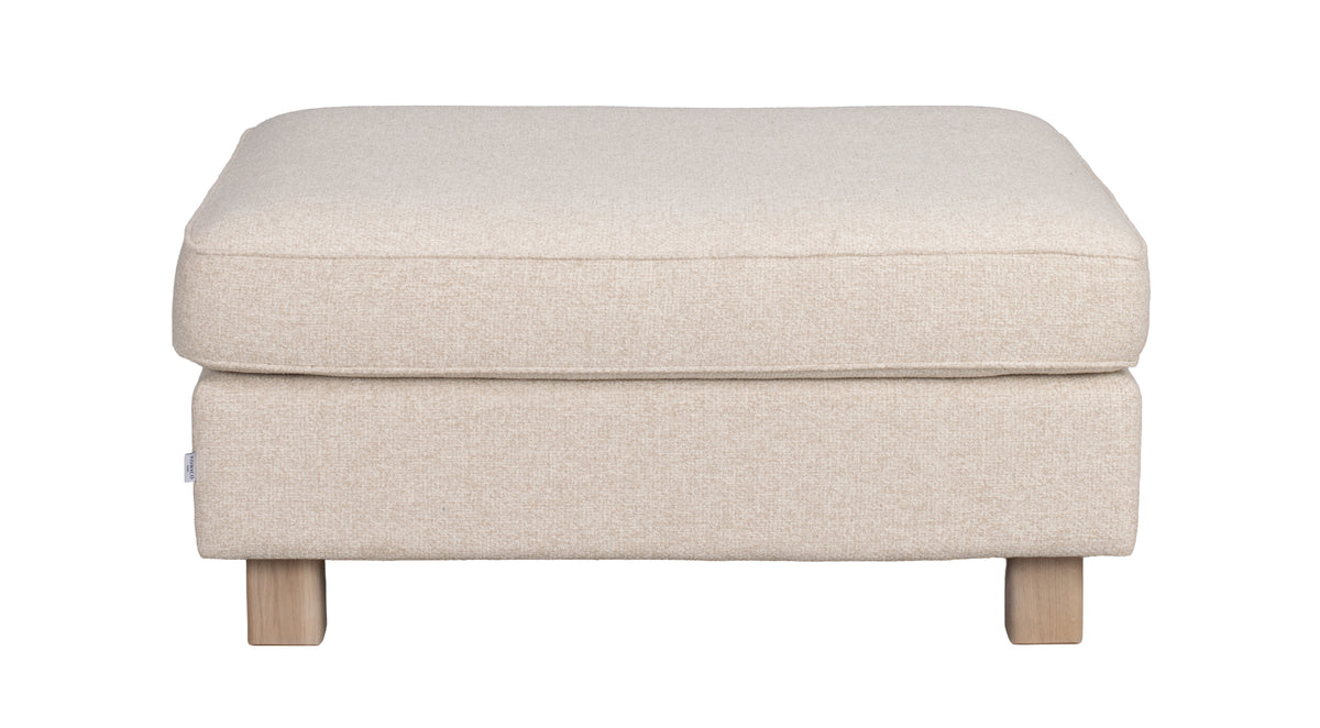 Hartsville Footstool – Light Beige / Whitewashed Oak