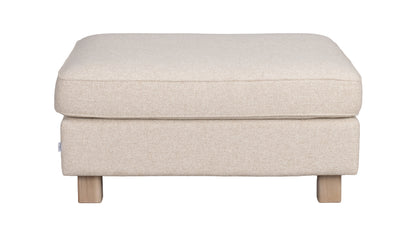 Hartsville Footstool – Light Beige / Whitewashed Oak