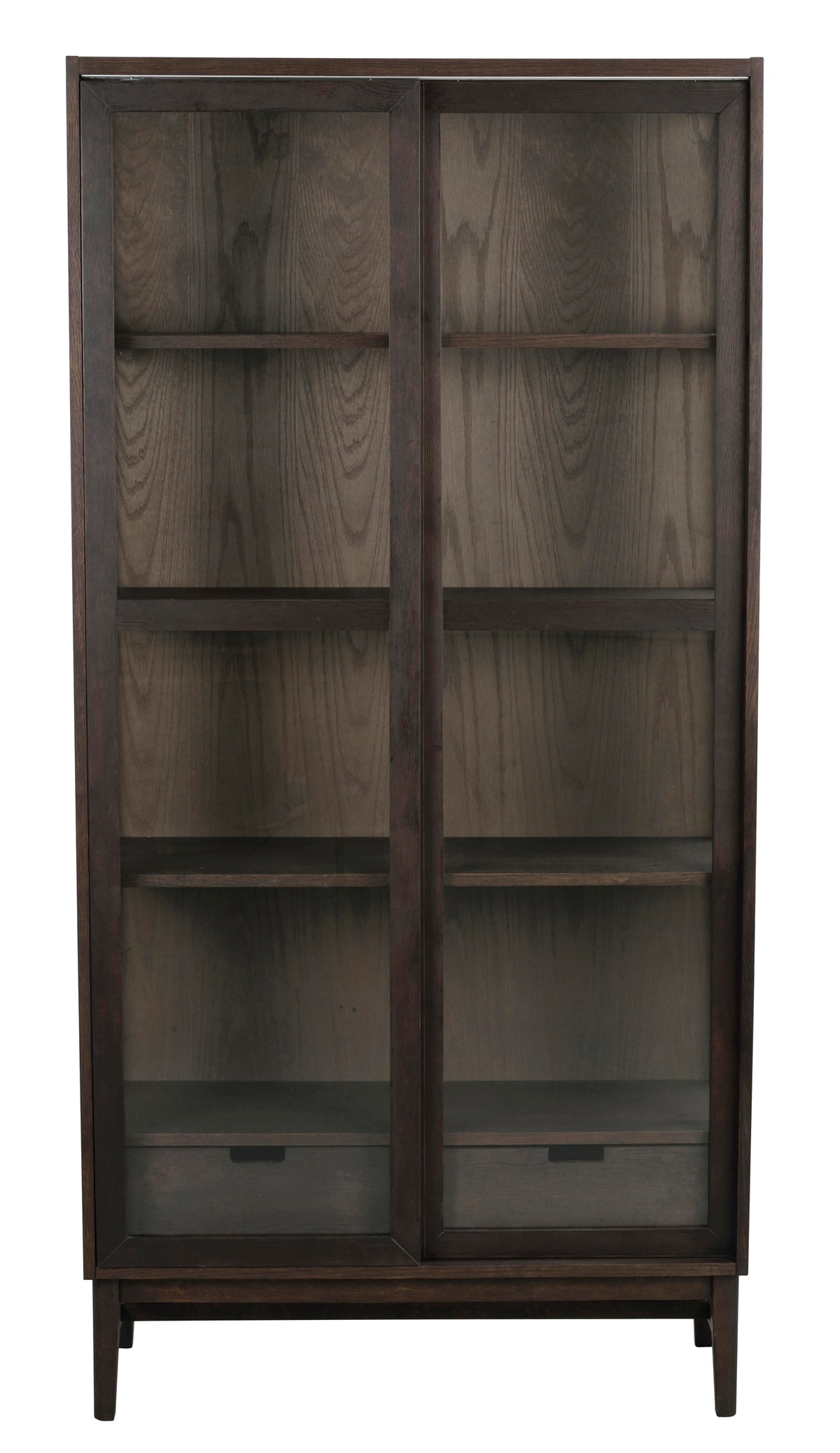 Hazelton Glass Cabinet with Drawers – Brown Oak