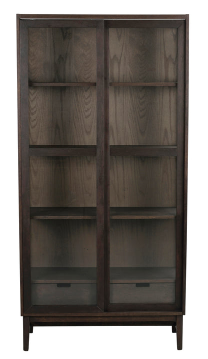 Hazelton Glass Cabinet with Drawers – Brown Oak