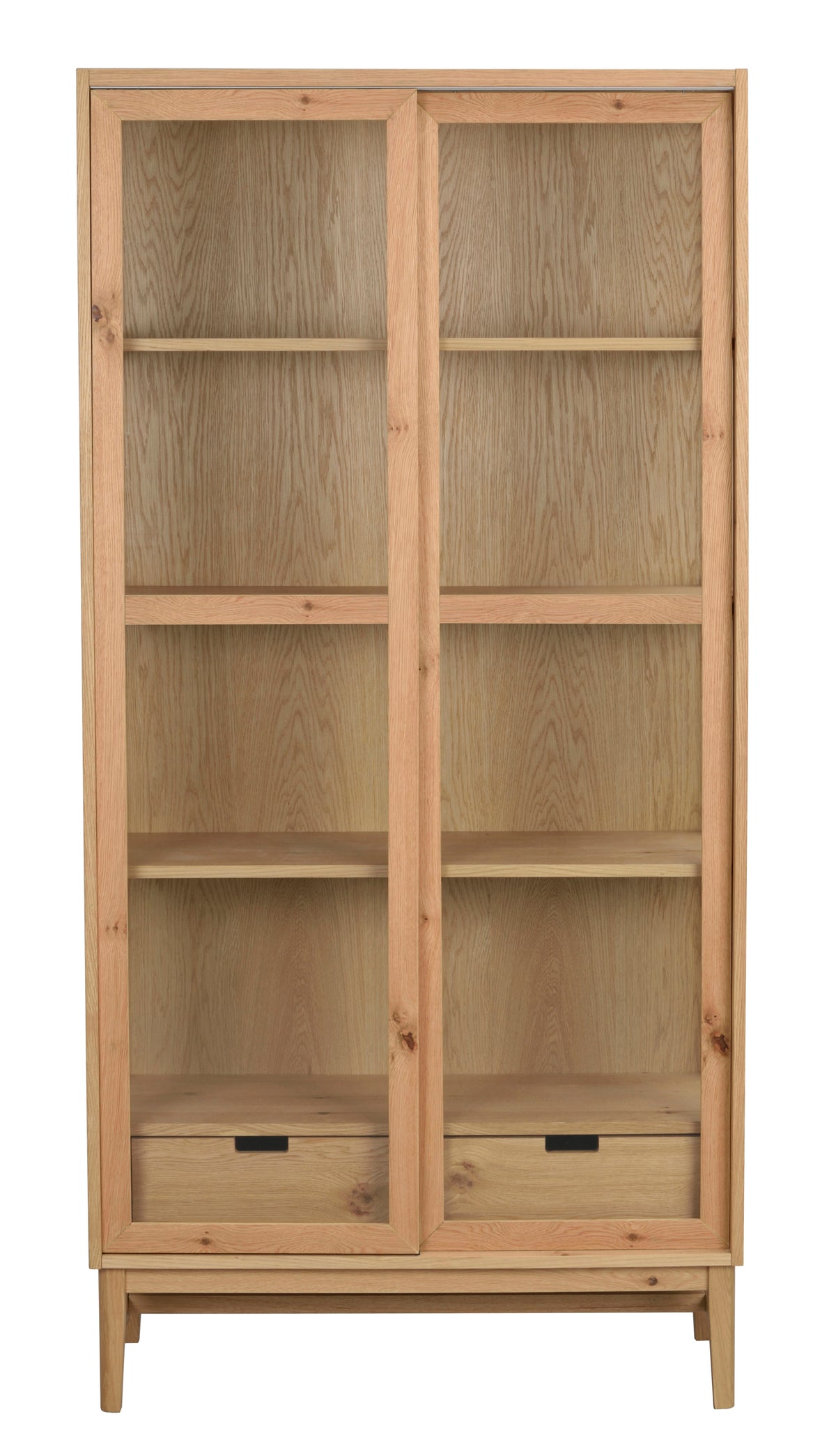 Hazelton Glass Cabinet with Drawers – Oak
