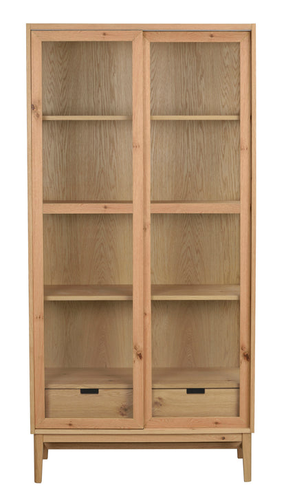 Hazelton Glass Cabinet with Drawers – Oak