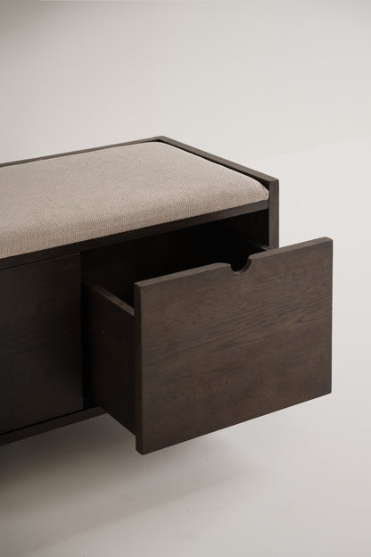 Hillmond Hallway Bench with Drawers – Brown Oak