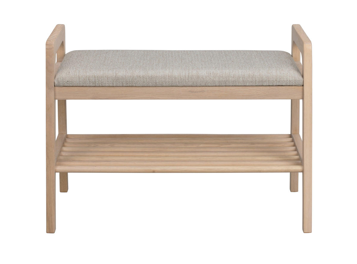 Inverness Hallway Bench with Shoe Shelf 75 cm – Whitewash Oak / Beige