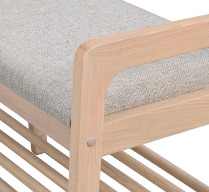 Inverness Hallway Bench with Shoe Shelf 75 cm – Whitewash Oak / Beige