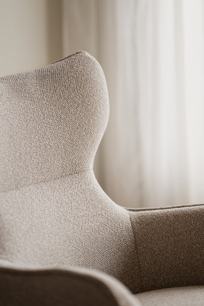 Jenkins Swivel Lounge Chair with Footstool – Beige