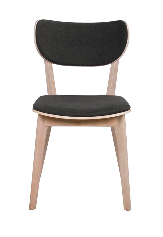 KATO Set of 2 Whitewashed Chairs – whitewashed oak/ dark grey fabric