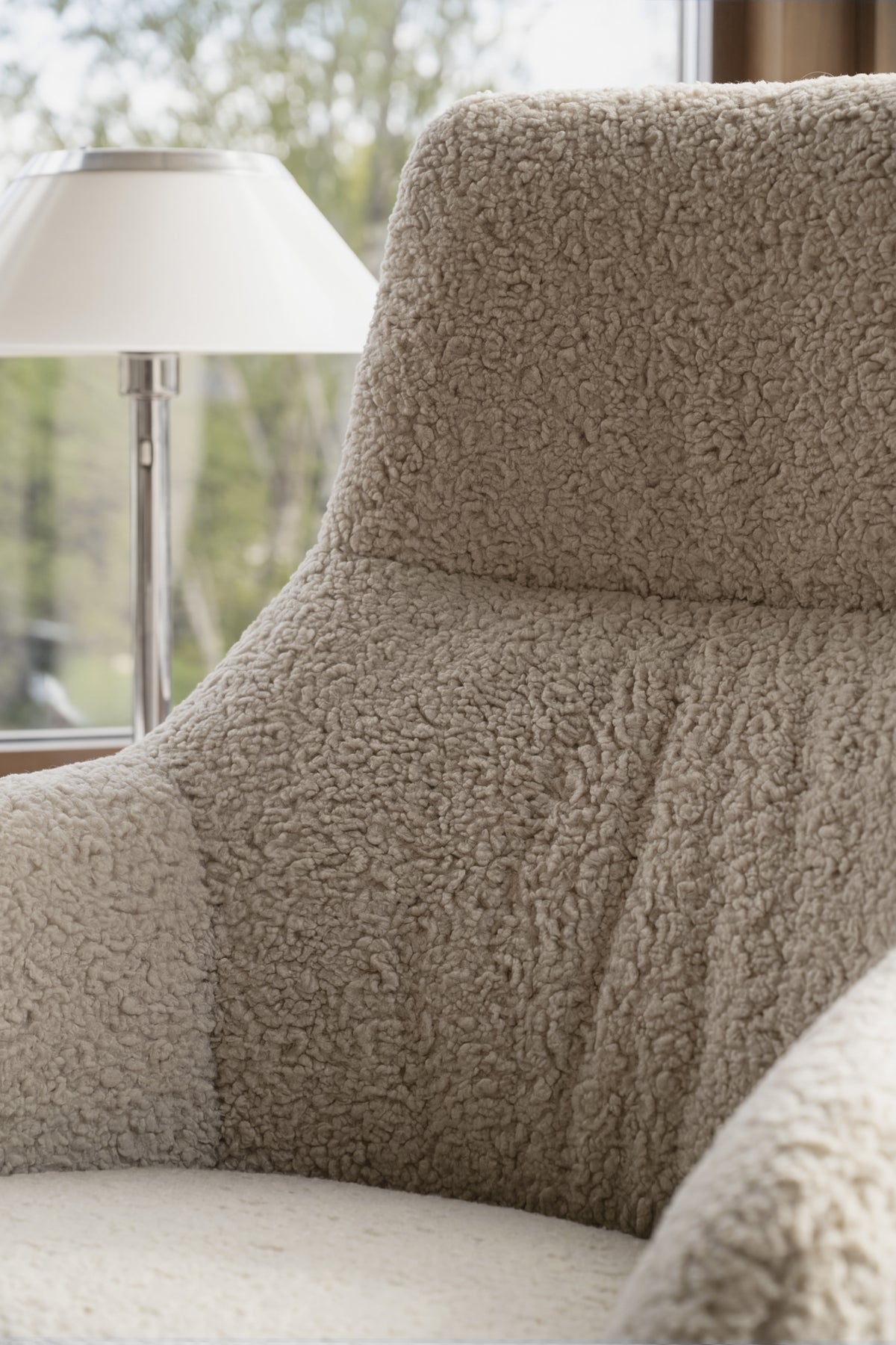 Kersey Swivel Lounge Chair with Footstool – Beige / Dark Brown