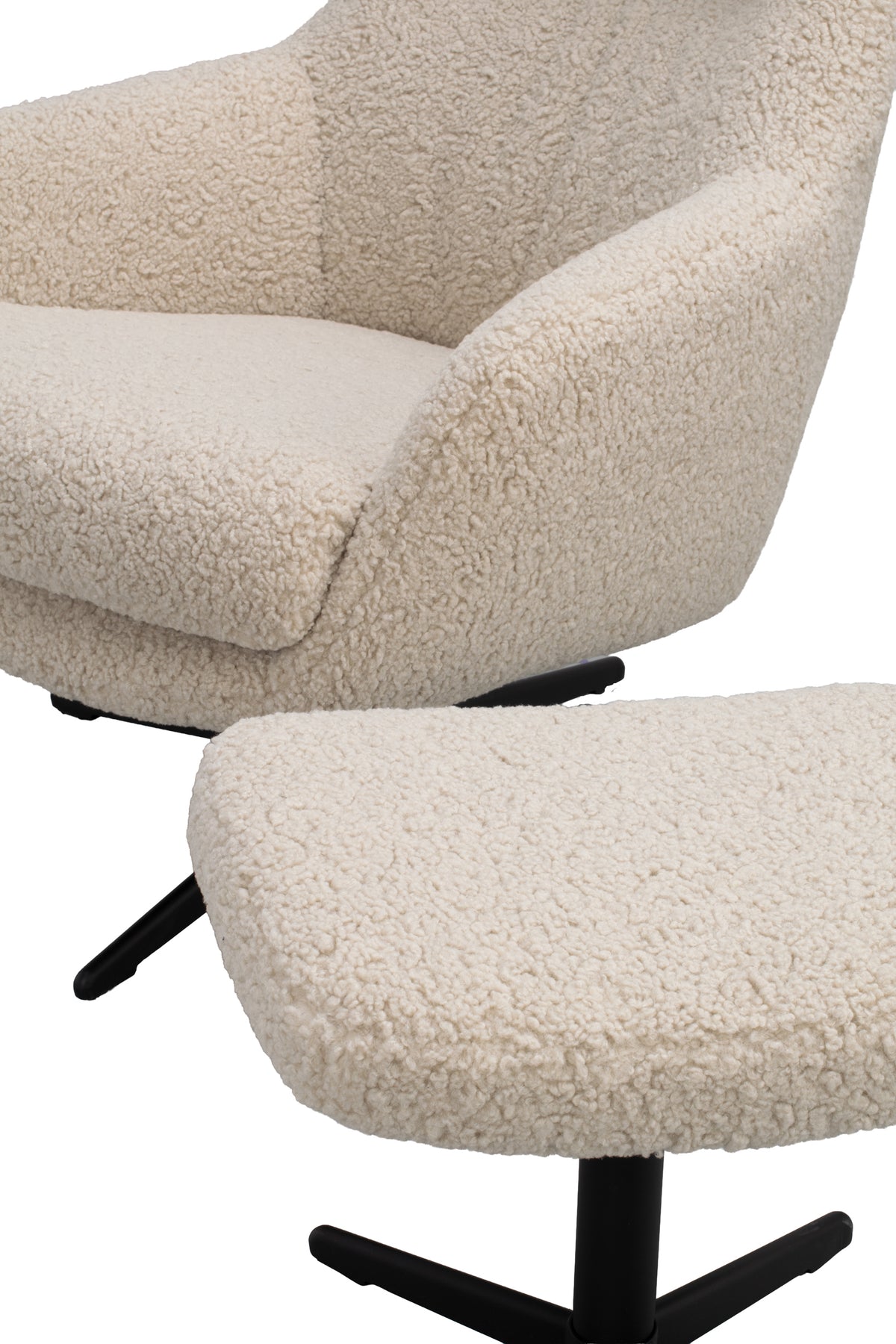 Kersey Swivel Lounge Chair with Footstool – Beige / Dark Brown