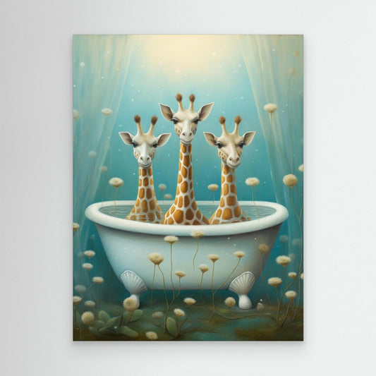 Giraffe In Bathroom by Bilge Paksoylu