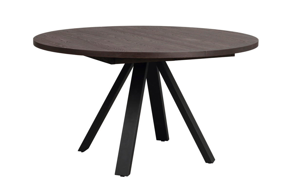 Maddock Round Extendable Dining Table Ø135 cm – Brown Oak / Black