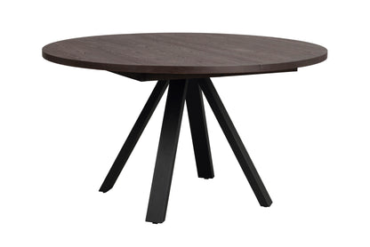 Maddock Round Extendable Dining Table Ø135 cm – Brown Oak / Black