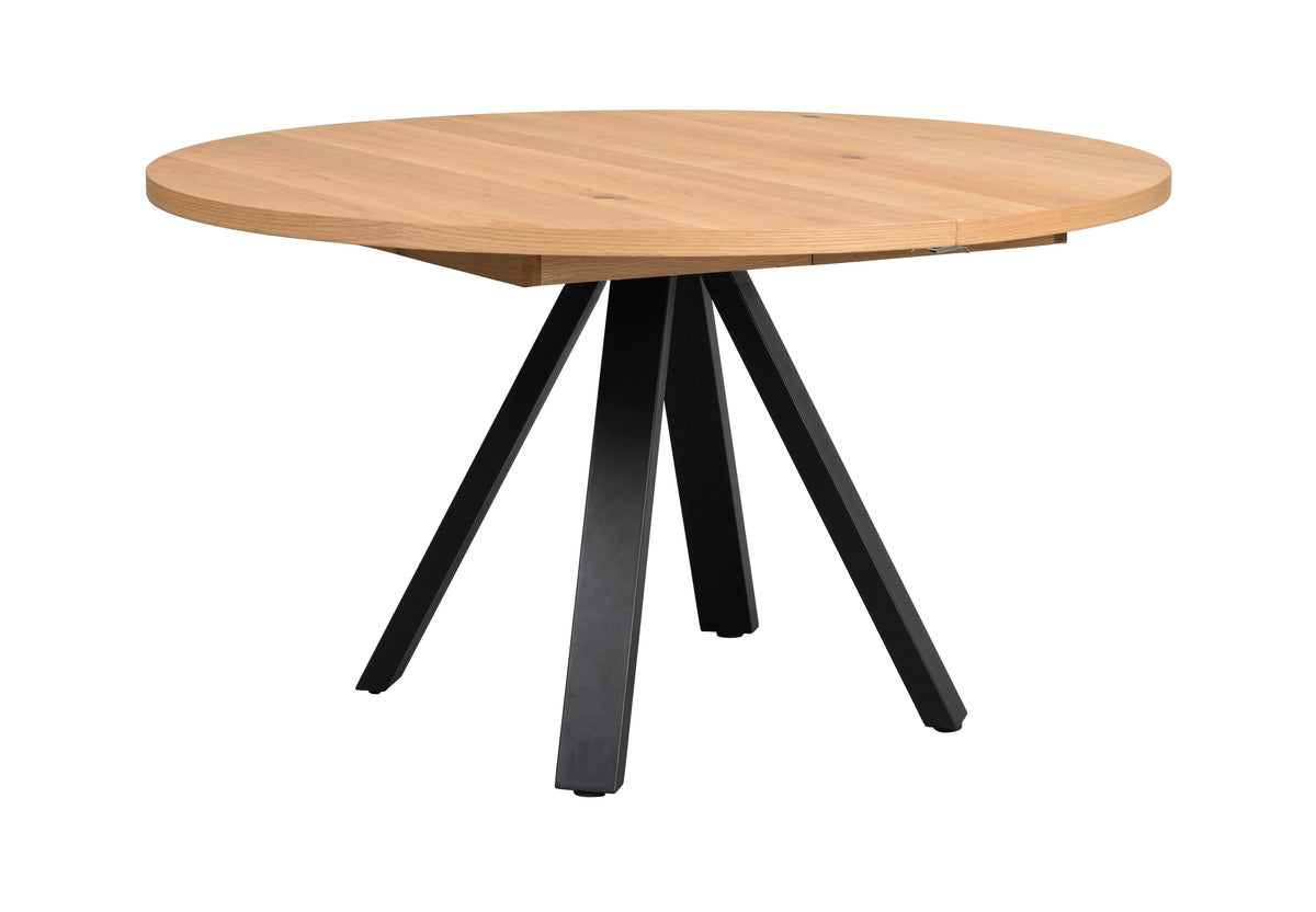 Maddock Round Extendable Dining Table Ø135 cm – Oak / Black