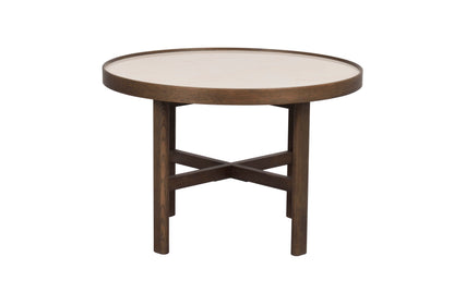 Marsden Round Coffee Table Ø60 cm – Beige Ceramic / Brown Oak