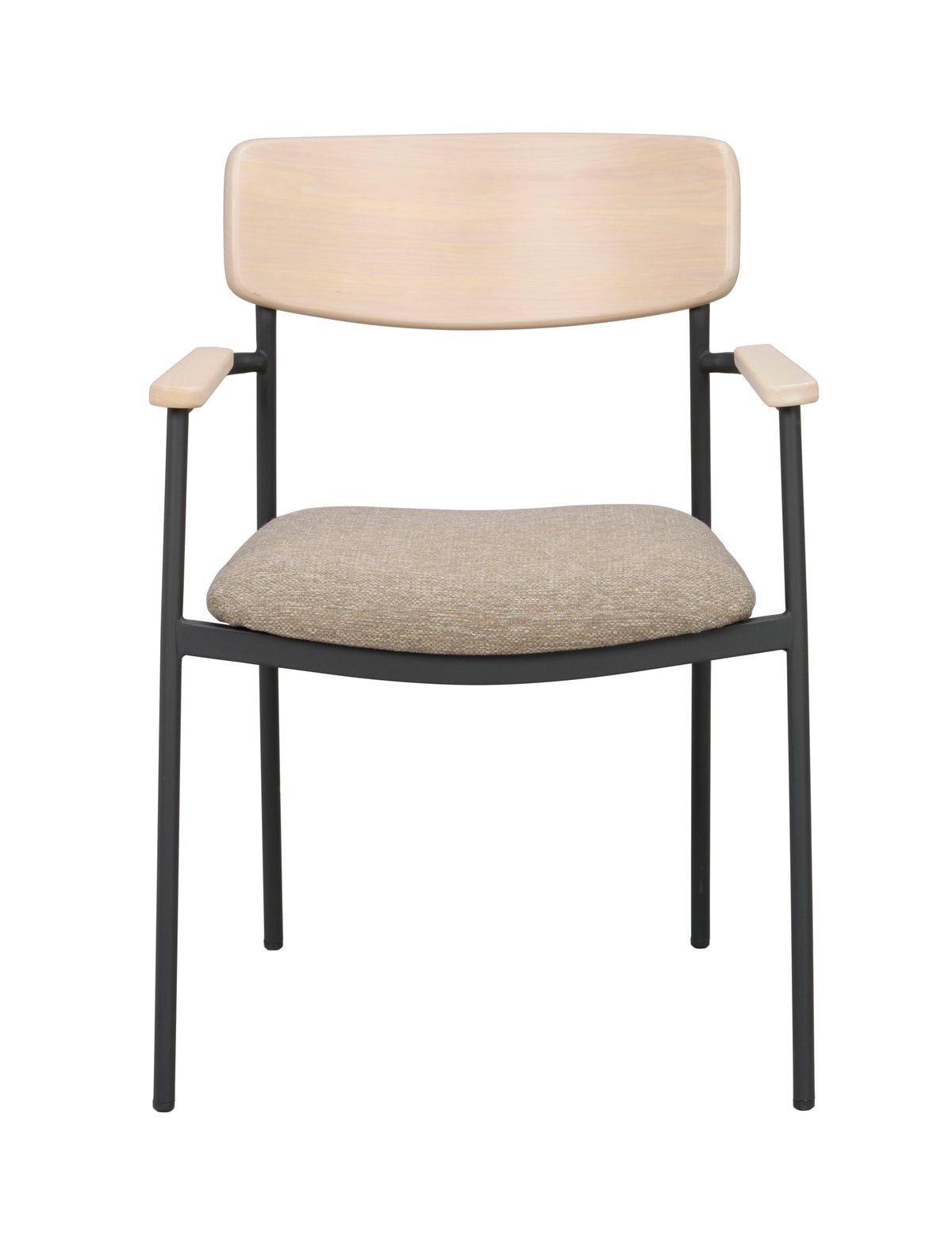 Maymont Stackable Dining Armchair (Set of 2) – Whitewash Oak / Dark Beige