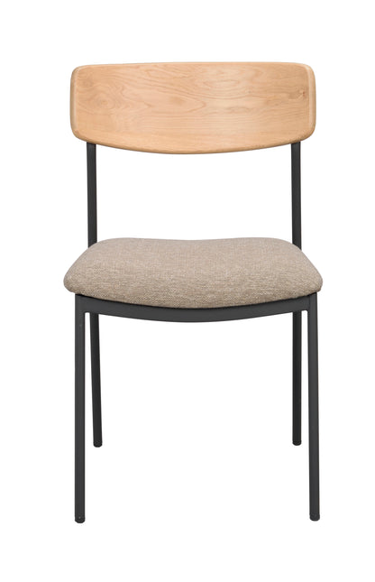 Maymont Stackable Dining Chair (Set of 2) – Oak / Dark Beige