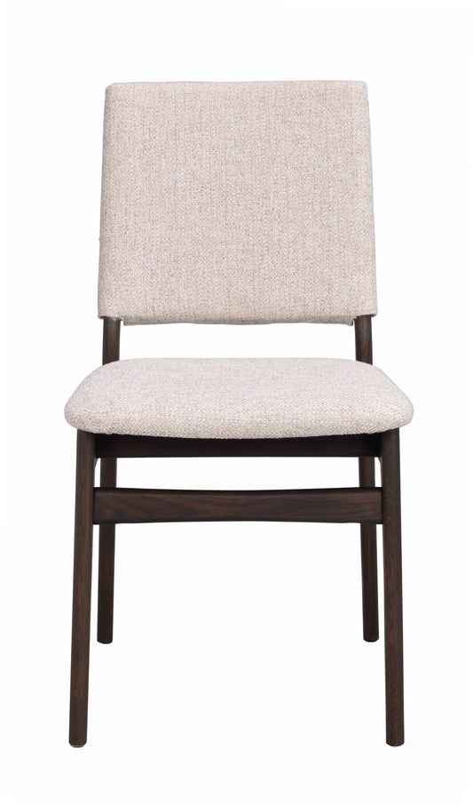 Medford Upholstered Dining Chair (Set of 2) – Brown Oak / Light Beige