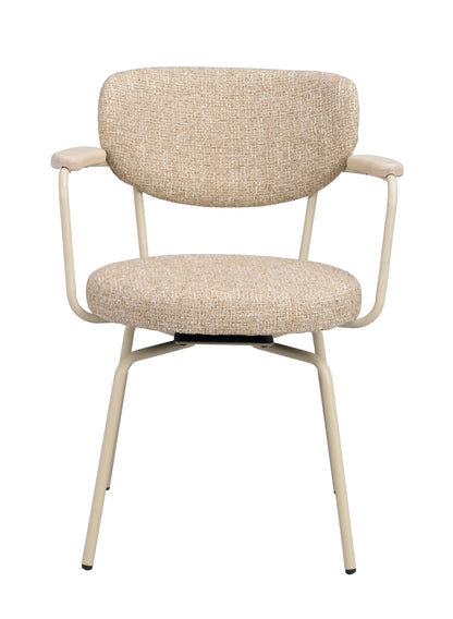 Merrick Swivel Dining Armchair (Set of 2) – Dark Beige / Beige Frame