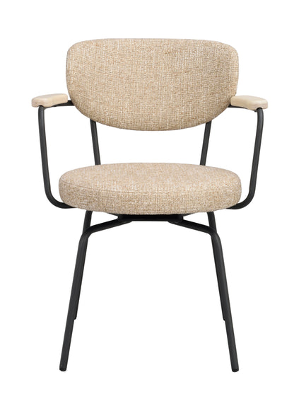 Merrick Swivel Dining Armchair (Set of 2) – Dark Beige / Black Frame