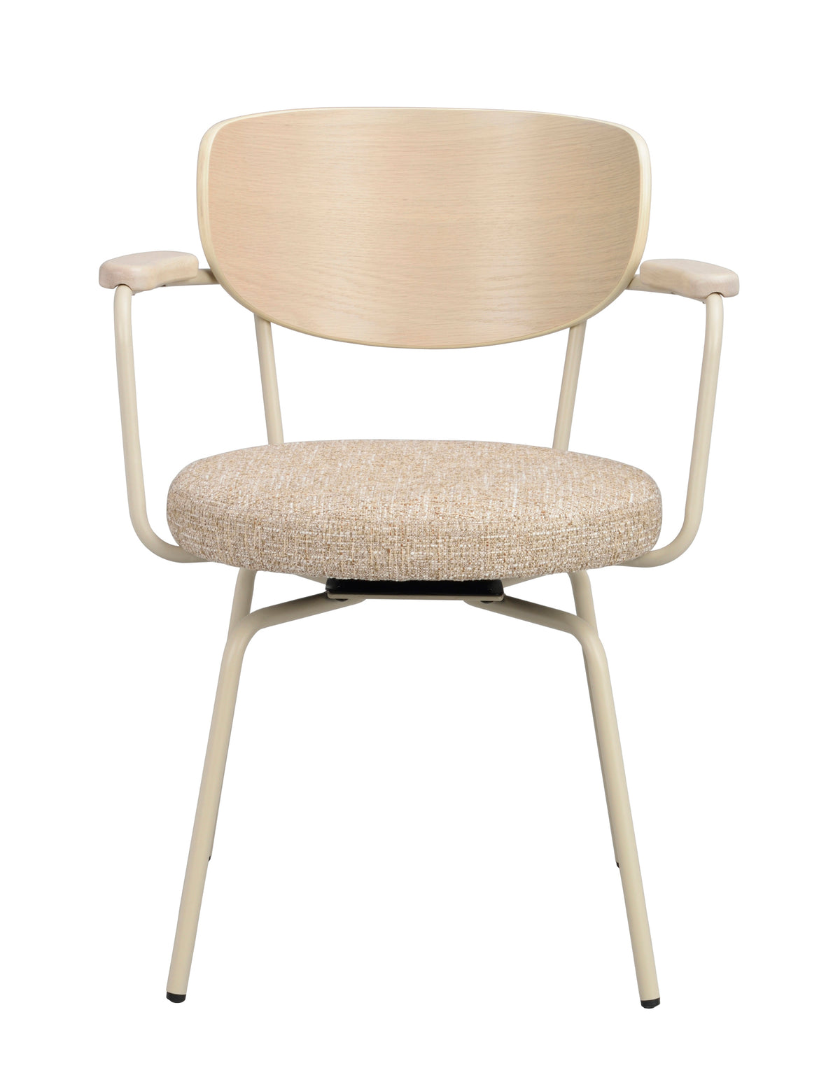 Merrick Swivel Dining Armchair (Set of 2) – Whitewash Oak Back / Beige Frame