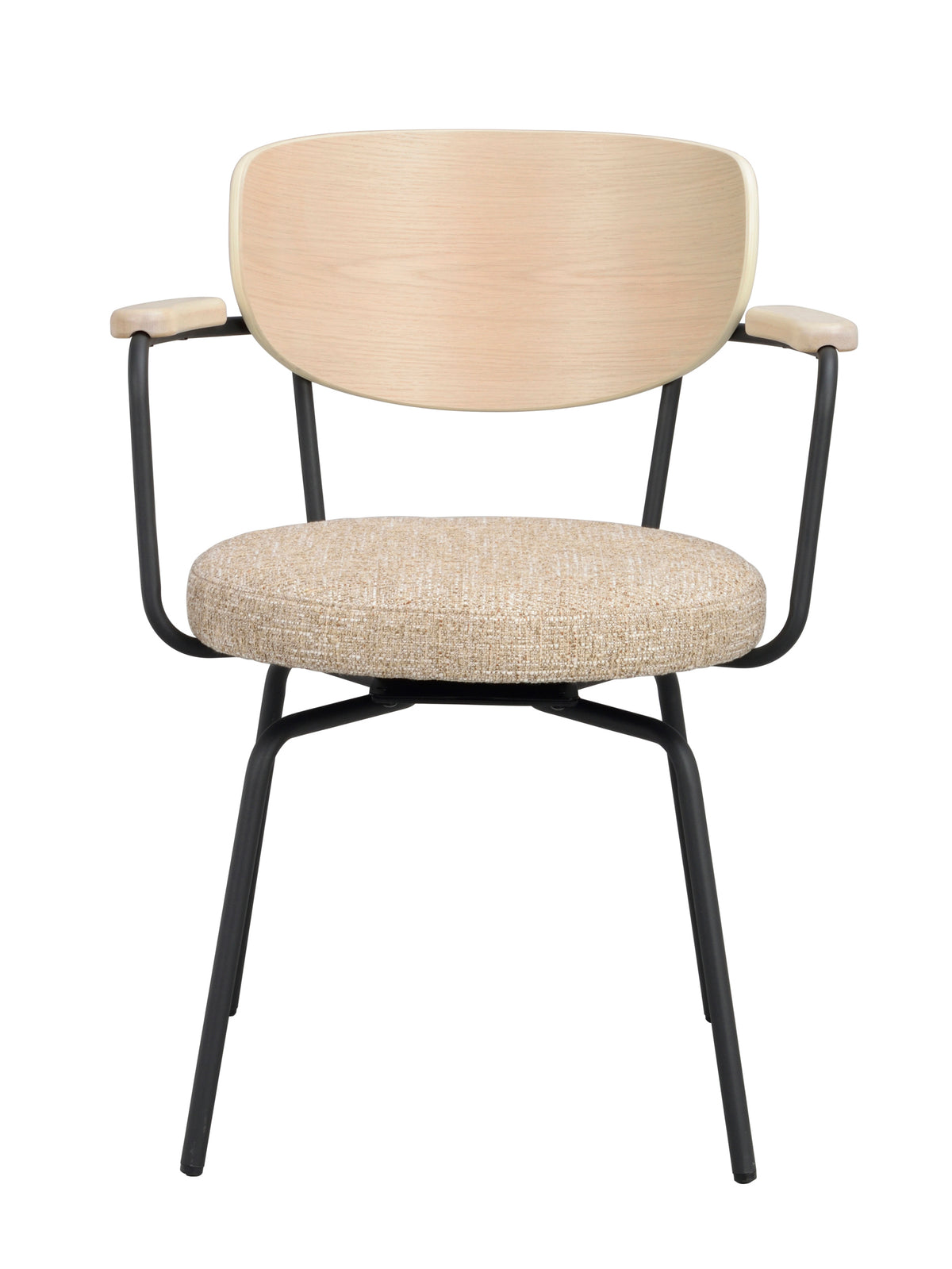 Merrick Swivel Dining Armchair (Set of 2) – Whitewash Oak Back / Black Frame