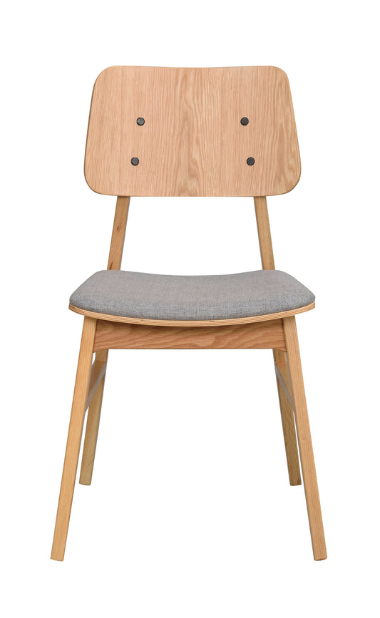 NAGANO Set of 2 Chairs – oak/light grey fabric