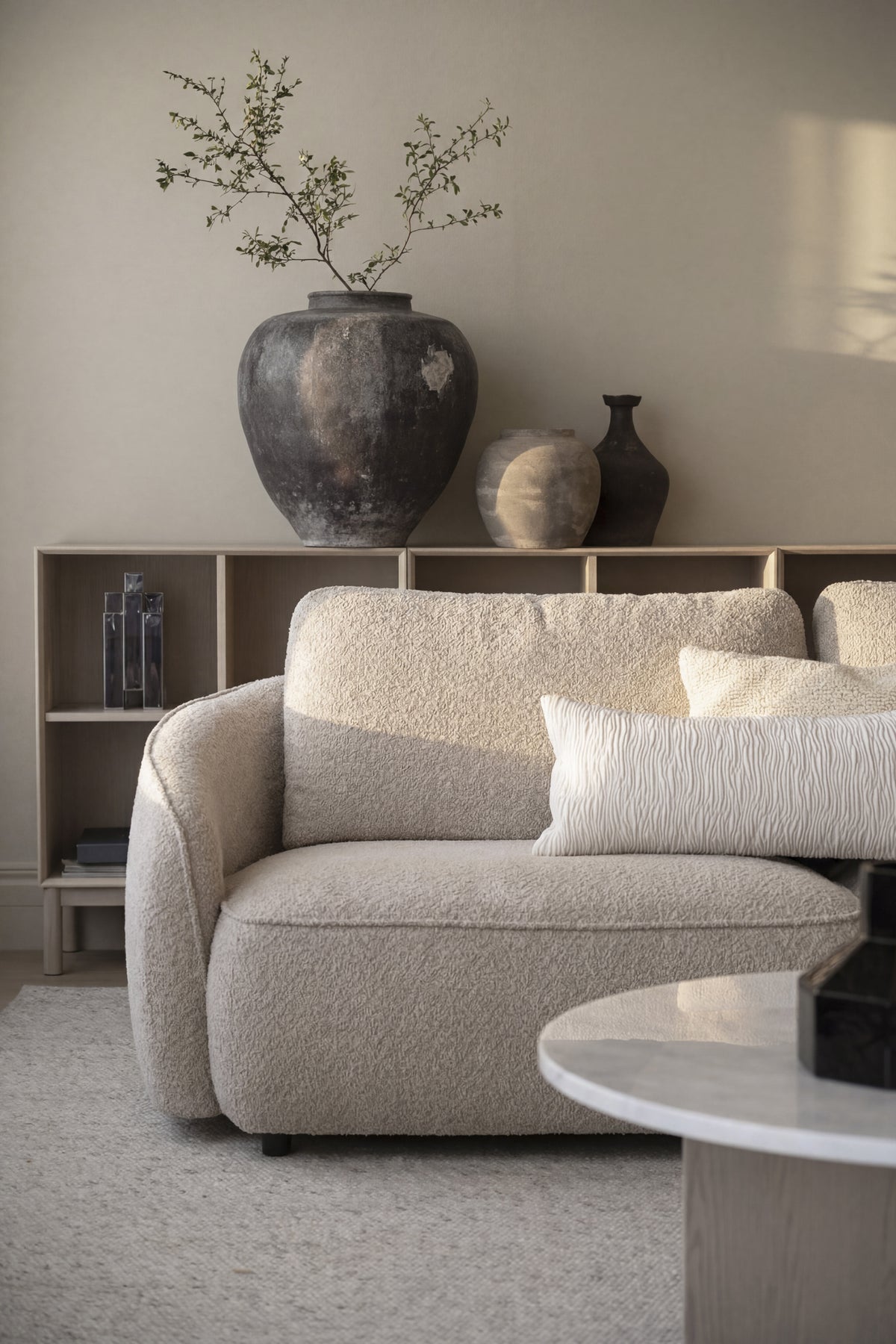 Norris Corner Sofa 2+3-Seater – Light Beige – room setting