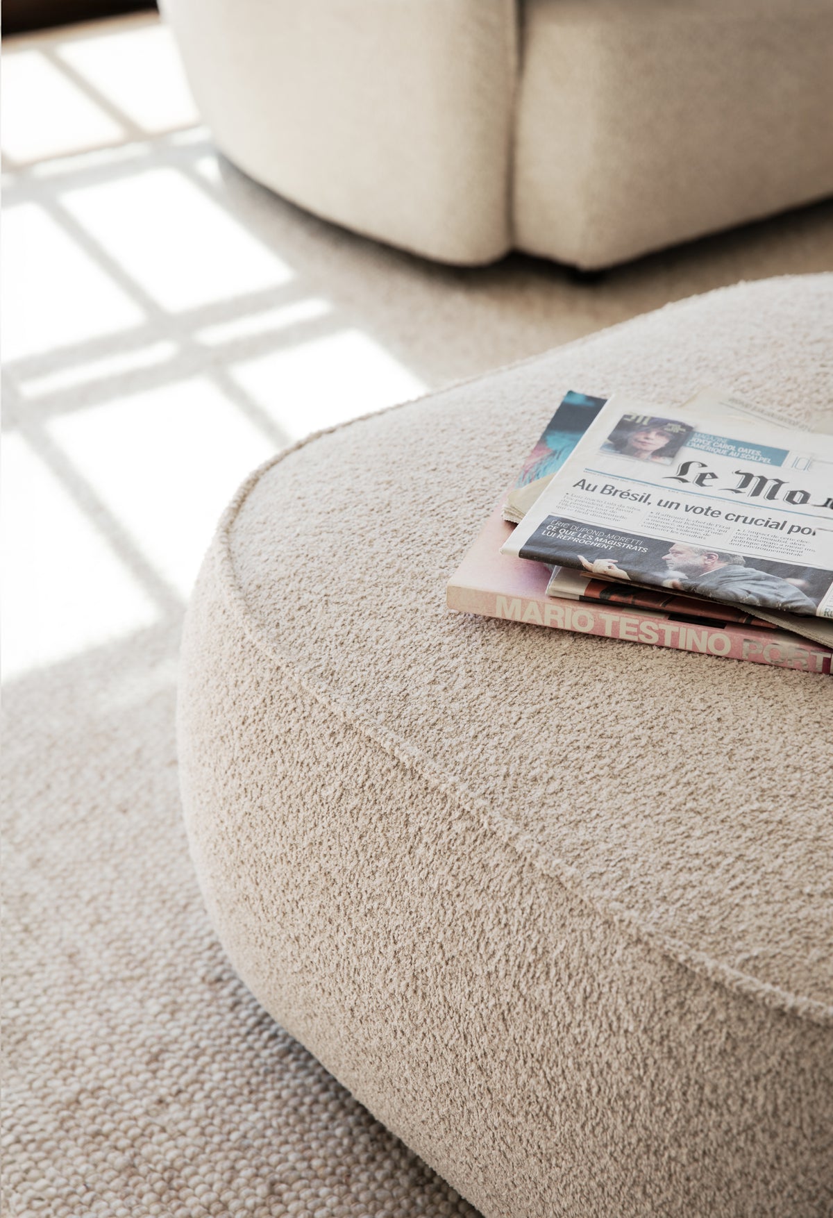 Norris Footstool – Light Beige
