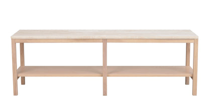 Orwel Travertine Low Console Table 140 x 40 cm – Beige Travertine / Whitewash Oak